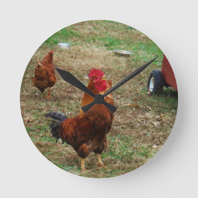 Rooster Crowing Round Clock (Front)