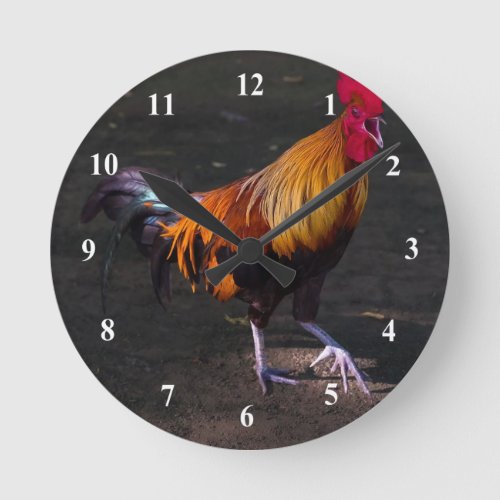 Rooster Crowing Wall Clock