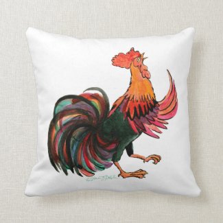 Rooster Crows Throw Pillow