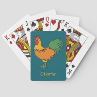 Rooster custom name & color playing cards