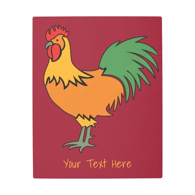 Rooster custom text & color metal wall art (Front)