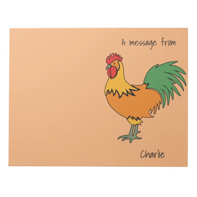 Rooster custom text & color notepads (Front)