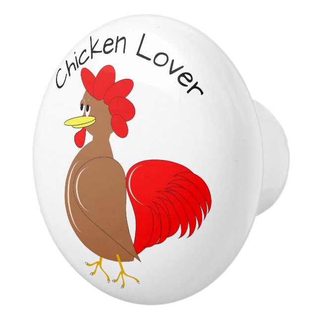 Rooster Design Personalised Ceramic Knob (Right)
