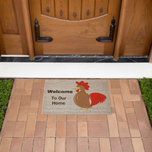 Rooster Design Personalised Fiber Doormat