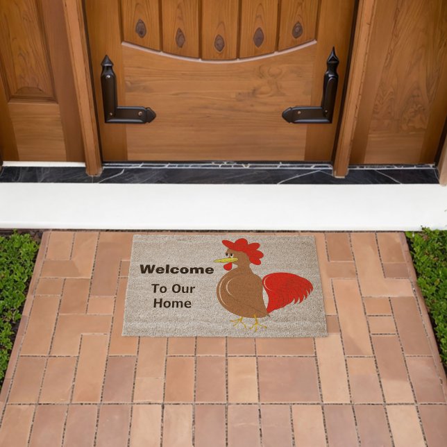 Rooster Design Personalised Fiber Doormat (Insitu (Outdoor))