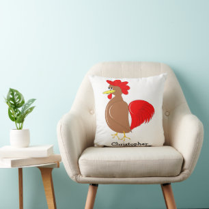 Rooster Design Personalised Throw Pillow