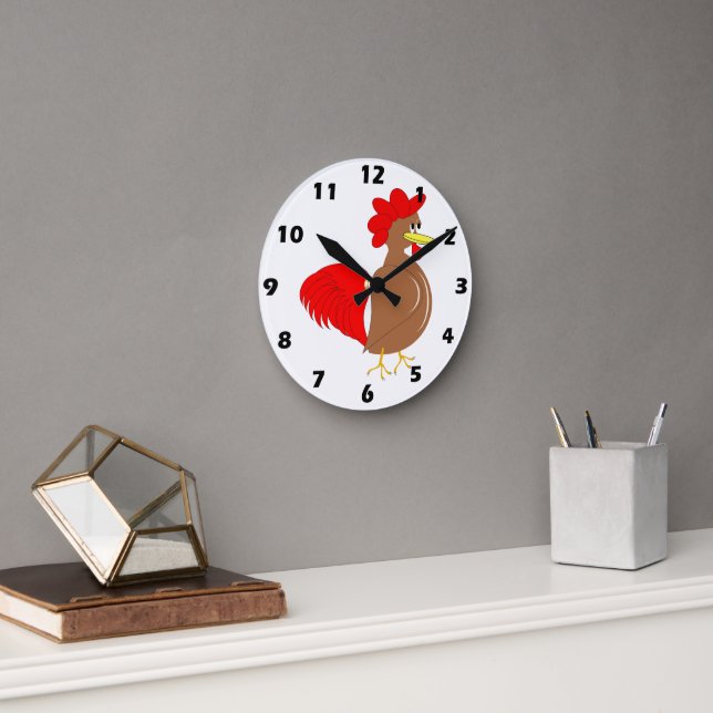Rooster Design Round Clock (Office)