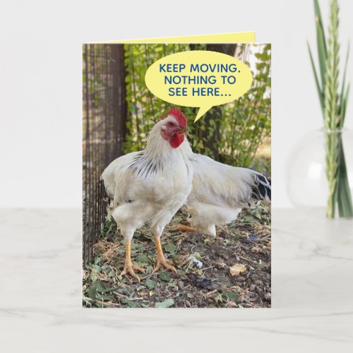 Rooster Directing Traffic 4 Over The Hill Chicken Card