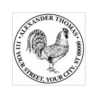 Rooster Drawing Lithograph #1 Name Return Address