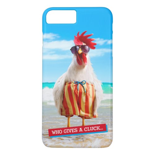 Rooster Dude Chillin at Beach in Swim Trunks iPhone 8 Plus7 Plus Case