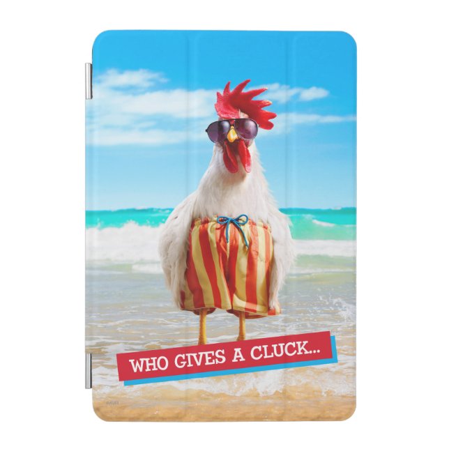 Rooster Dude Chillin' at Beach in Swim Trunks iPad Mini Cover (Front)