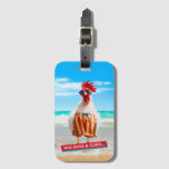 Rooster Dude Chillin&#39; At Beach In Swim Trunks Luggage Tag at Zazzle