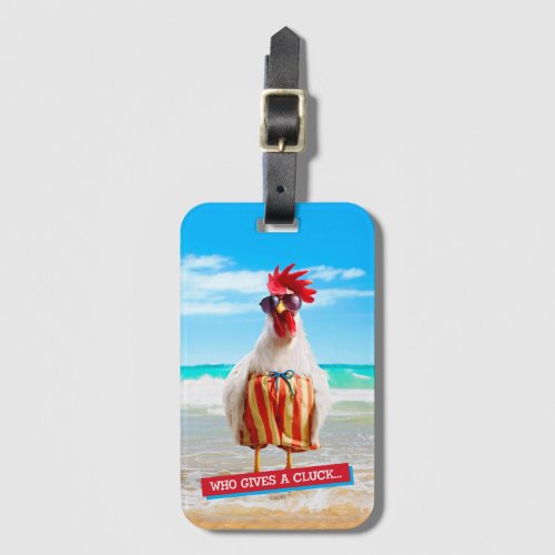 Rooster Dude Chillin at Beach in Swim Trunks Luggage Tag