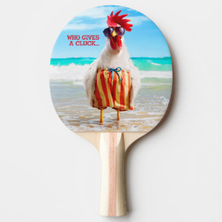 Rooster Dude Chillin' at Beach in Swim Trunks Ping-Pong Paddle