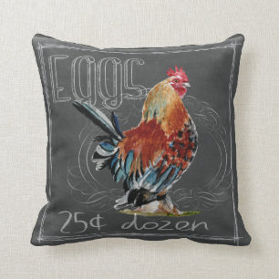 Rooster Eggs On Chalkboard Throw Pillow