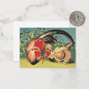 Rooster Family Fine Art Note Card