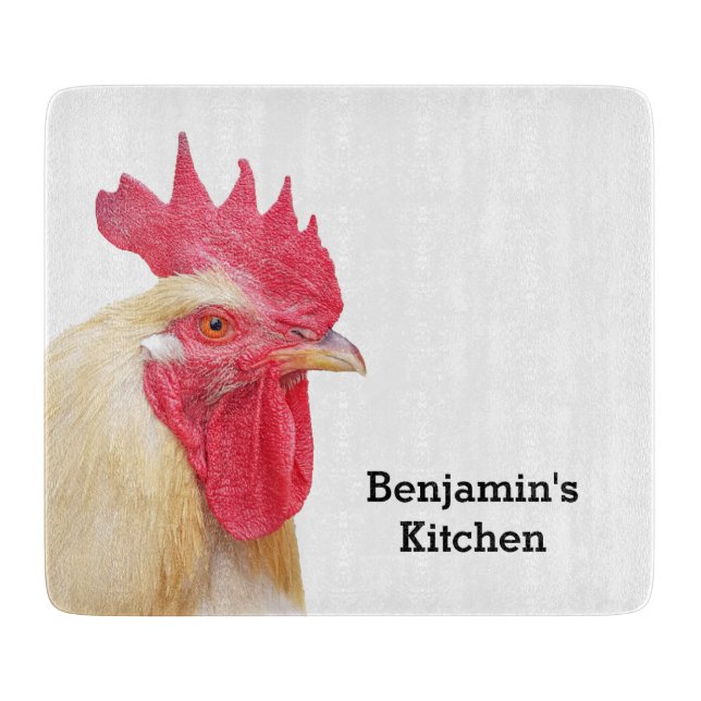Rooster Farm Animal Personalized Name Cutting Boar Cutting Board (Front)