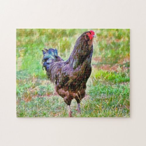 Rooster Farm Art Free Range Chicken Art Puzzle