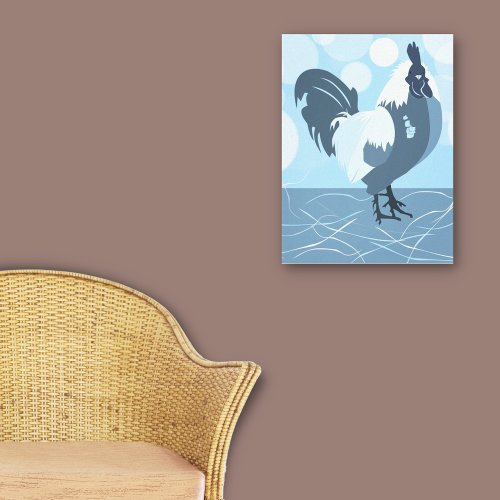 Rooster Farm Bird Spring Turquoise_Blue Kitchen Canvas Print