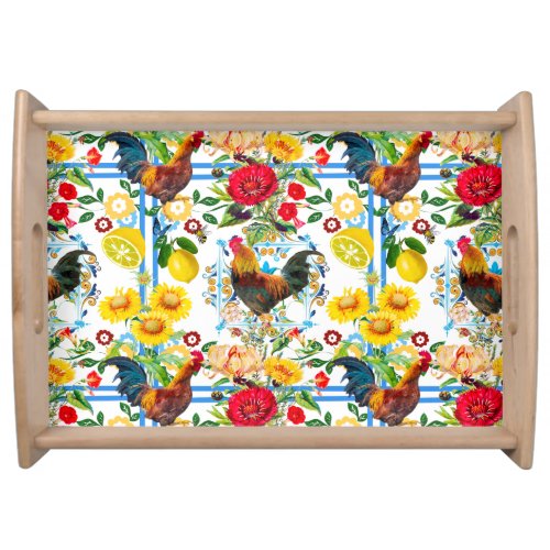 Roosterfarmbirds folklore pattern       serving tray