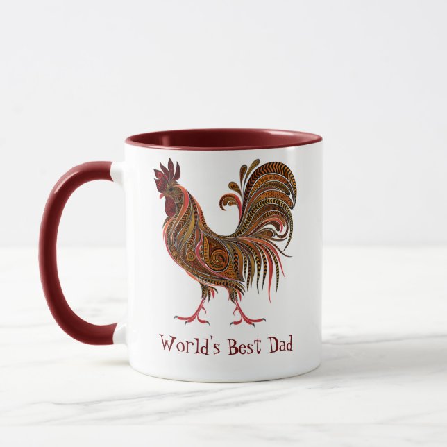 Rooster Farm Chicken World's Best Dad Mug (Left)
