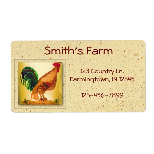 Rooster Farm Eggs Custom Label