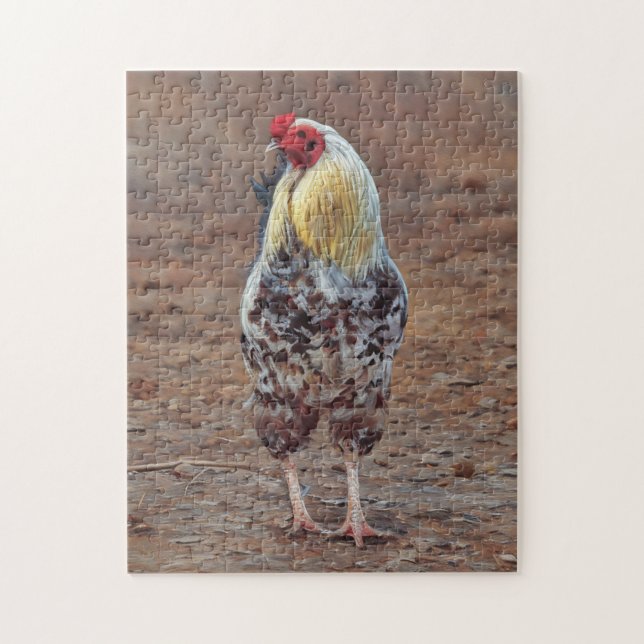 Rooster Farm Free Range Chicken Art Puzzle (Vertical)
