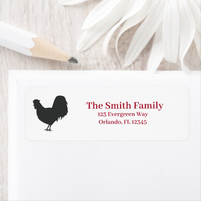Rooster Farm Illustration Return Address  Label (Insitu)