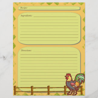 Rooster farm theme recipe page