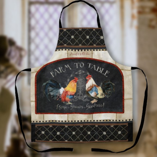 Rooster Farm to Table Kitchen Rustic Farmhouse Apron (Creator Uploaded)