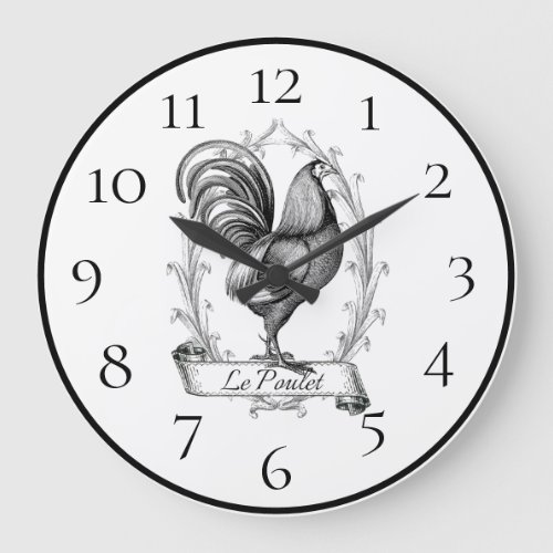 Rooster Farmhouse Home Decor  Large Clock