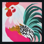 Rooster Faux Canvas Print<br><div class="desc">Rooster,  Eclectic Maximalist Bohemian Painting,  Farm Animals Chicken Poultry Pets,  Charm Attitude Gift Colorful Pastel,  Contemporary Modern Boho Illustration by 83 Oranges Uma Gokhale.</div>