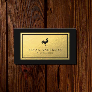 Rooster - Faux Gold Foil Business Card