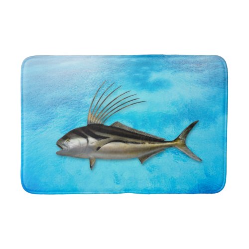 Rooster Fish Blue Water Ocean Bath Mat