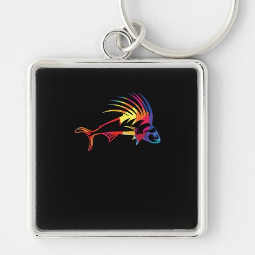 Rooster Fish Fishing Lover Keychain