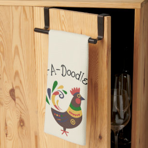 "Rooster" Folk Art Style Kitchen Towel