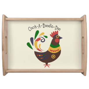 "Rooster" Folk Art Style Serving Tray