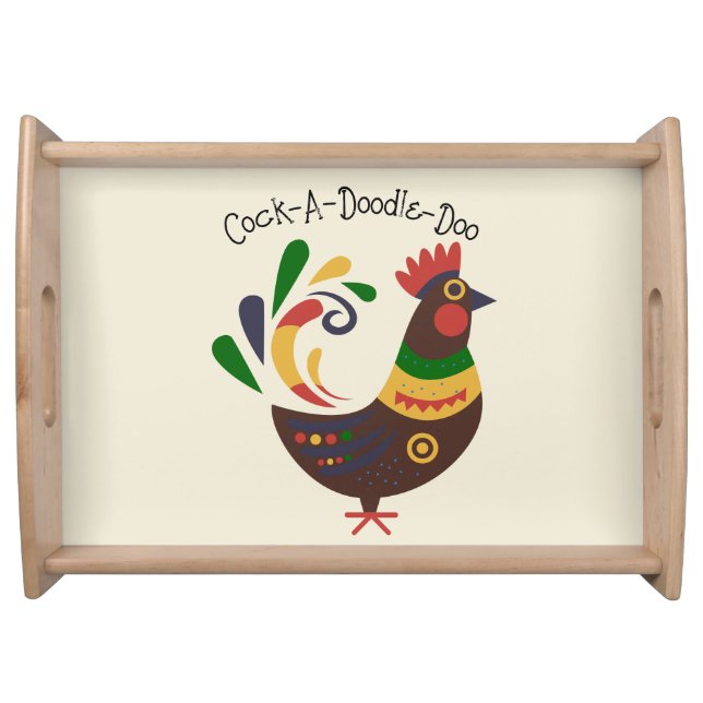 "Rooster" Folk Art Style Serving Tray (Front)