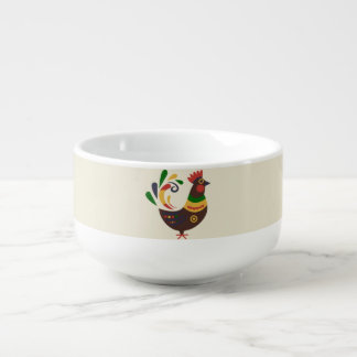 "Rooster" Folk Art Style Soup Mug