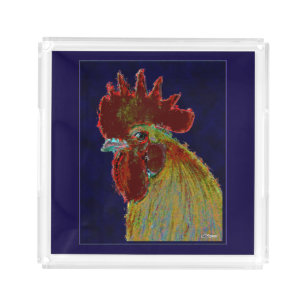 Rooster: Freestyle Head Acrylic Tray
