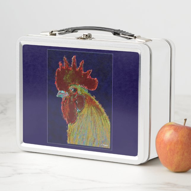 Rooster:  Freestyle Head Metal Lunch Box (In Situ)