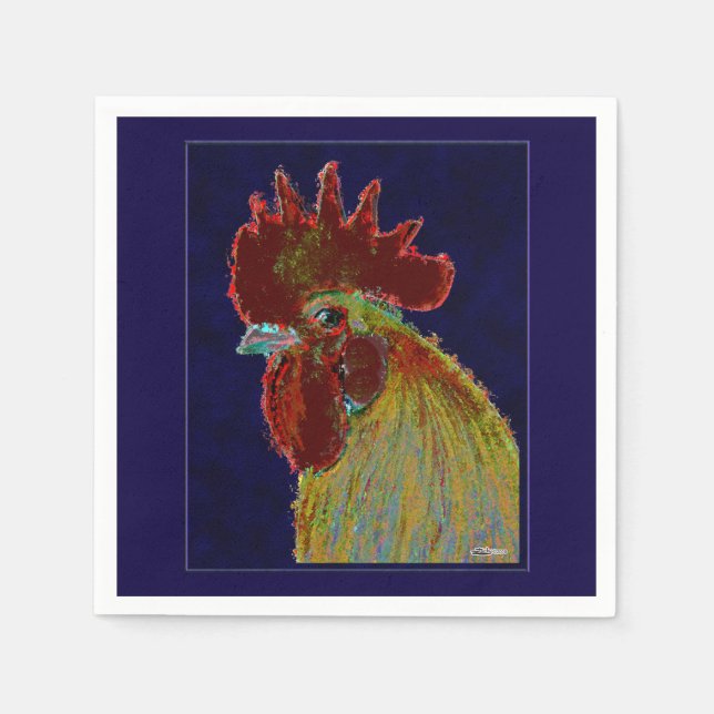 Rooster:  Freestyle Head Napkins (Front)