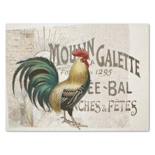 Rooster French Farmhouse Burlap Country Decoupage Tissue Paper