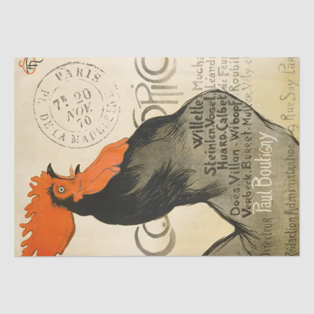 Old Roster Poster Rooster French Vintage Opera Poster Decoupage Tissue Paper | Zazzle