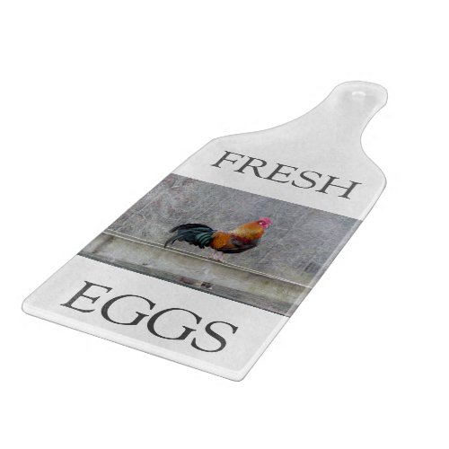 Rooster Fresh Eggs Glass Cutting Board