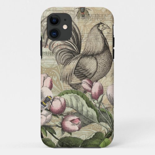 Rooster Garden Flower Butterfly Art iPhone 11 Case