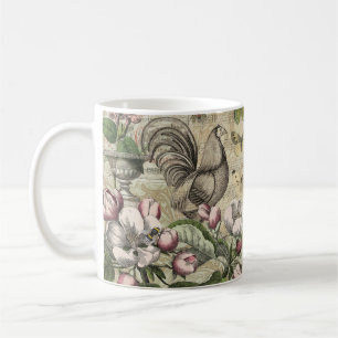 Rooster Garden Flower Butterfly Art Coffee Mug