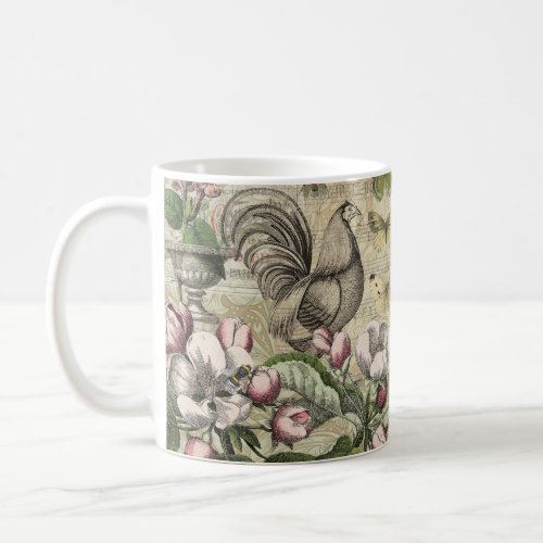 Rooster Garden Flower Butterfly Art Coffee Mug