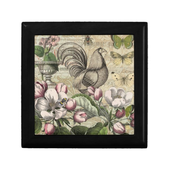 Rooster Garden Flower Butterfly Art Gift Box (Front)