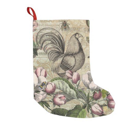 Rooster Garden Flower Butterfly Art Small Christmas Stocking
